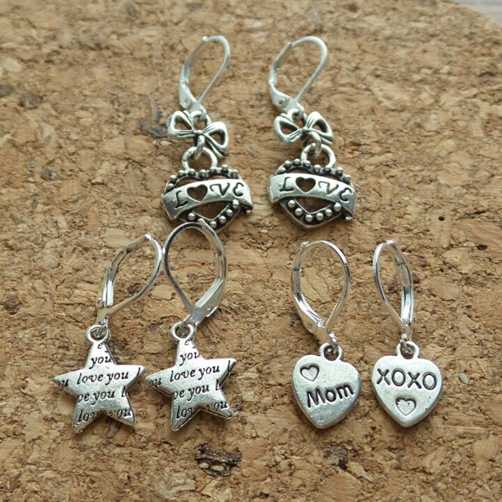 3 Pairs, Tibet Silver Lever Back Earrings